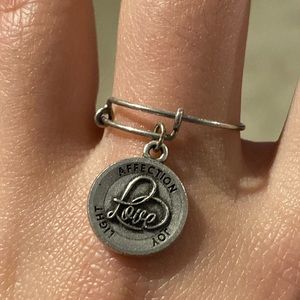 Alex and Ani Love Charm Silver Ring